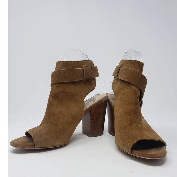 Paige Mimi Brown Suede Block Heel peep toe Sandal - Picture 9 of 9